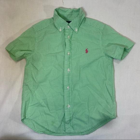 Polo Ralph Lauren Other - Polo Ralph Lauren Boys Green Gingham Shortsleeve Button Down Shirt sz: 4